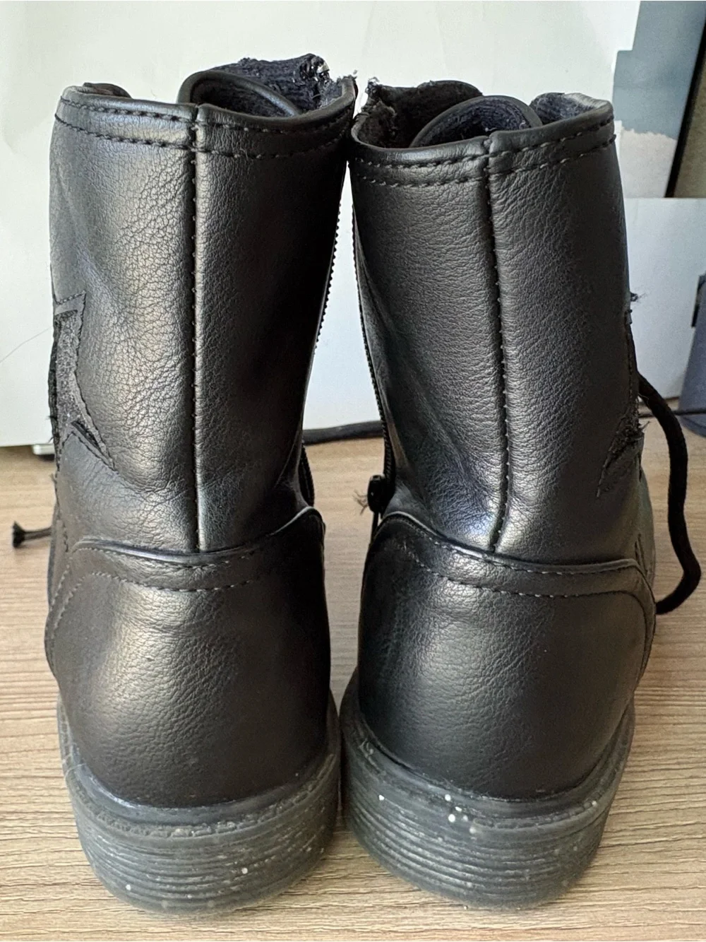 Blowfish Black Lace-Up Kids Star Combat Boots